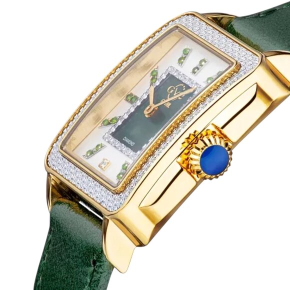 GV2 by Gevril Women\'s Padova Gemstone Swiss Quartz Diamond Accent Green NEW main image 7